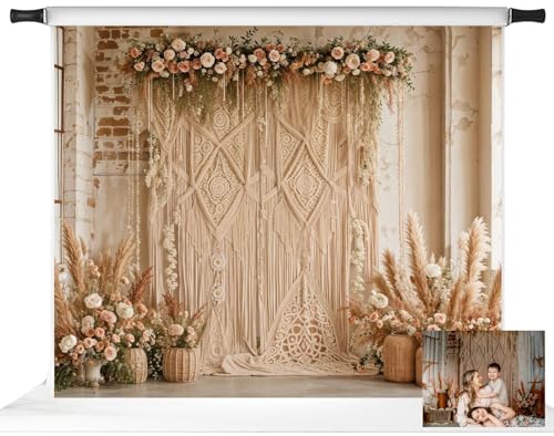 Kate 10x8ft/3x2.5m Boho Backdrop Floral Brick Wall Mother's Day Interior Decoration Digital Printed Cloth Background Photo Studio Props - size: 10x8ft