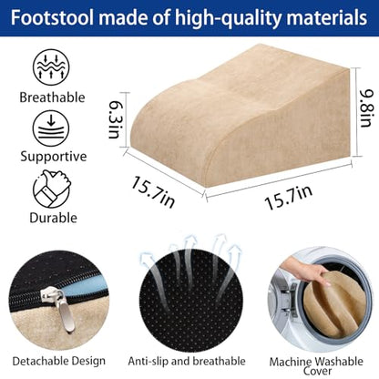 Foot Rest for Under Desk at Work, Ergonomic Under Desk Footrest with Washable Cover for Office, Home & Gaming Leg Elevation Pillow Beige - color: E-beige