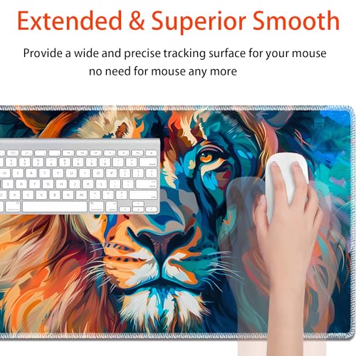 MTG Playmat, Smooth Surface Game Play Pad MTG TCG 24 x 14 inch with Storage Bag, Non-Slip Mouse Pad Card Fighting Game, Painted Lion - color: Painted Lion