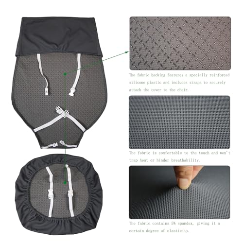 Suitable for Steelcase Gesture Chair Covers (4 Pieces Including armrest Covers) Breathable, Comfortable, and Slip-on (Night Owl Gray) - color: Night Owl Gray