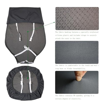 Suitable for Steelcase Gesture Chair Covers (4 Pieces Including armrest Covers) Breathable, Comfortable, and Slip-on (Night Owl Gray) - color: Night Owl Gray