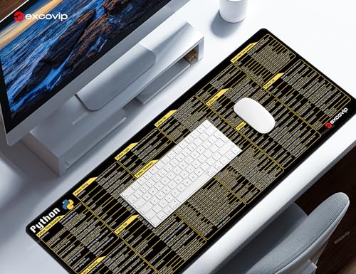 excovip Python Commands Shortcuts Mouse Pad -80x30x0.2 cm Extended Large Cheat Sheet Mousepad PC Office Spreadsheet Keyboard Mouse Mat Non-Slip Stitched Edge 0306 - color: For Python