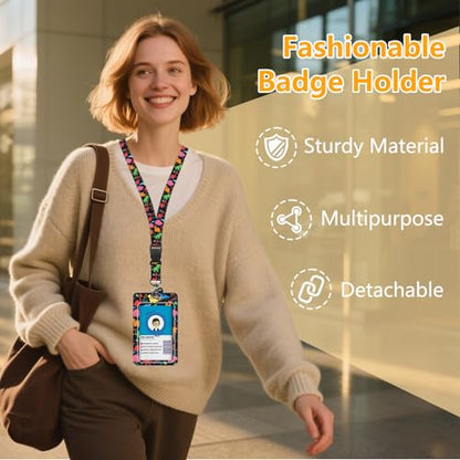 Dinosaur for ID Badge Holder, Dinosaur ID Badge Holder with Heavy-Duty Retractable Reel Clip, Gift for Teacher Nurse Adult - color: Dinosaur-black