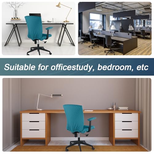 Tallew 4 Pcs Office Chair Covers Set Computer Universal Protective Stretchable Chair Seat Covers Desk Armrest Slipcovers Pads Office Cushion Backrest for Rotating (Lake Blue) - color: Lake Blue