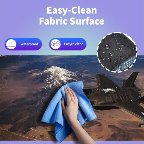 Large Gaming Mouse Pad 31.5" x 15.8" - Soaring Supremacy F-35 Lightning II Fighter Jet Dominates the Sky Above Majestic Mountains, Extra XXL Office Decor, Premium Stitched Anti-Slip Desk Mat - color: F-35