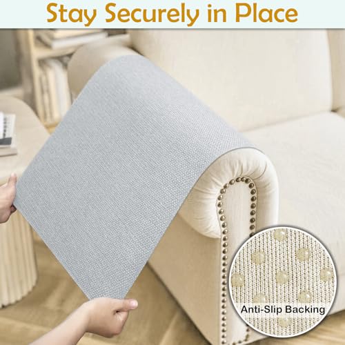 Couch Arm Covers, Waterproof Armrest Cover for Sofa, Loveseat, Armchair, Non-Slip Recliner Arm Cover, Sofa Arm Covers, Headrest Cover, Arm Chair Covers Set of 2 (Silver, 24"×20") - color: Silver, size: 24" x 20" - 2 pcs
