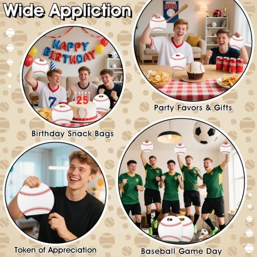 AKAIXI 24pcs 3.5Mil Thickened Baseball Snack Bags Reusable Sealed Treat Bag | with Handle Stand-up Baseball Goodie Bags for Baseball Mom Coach Team Game Day Training Supplies & Party Favor Birthday Gift - color: Baseball