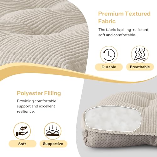 Indoor Kitchen Chair Cushions Set of 4 18"X16.5"X3" Soft Anti Slip Dining Chair Pads Tufted Kitchen Seat Cushion with Ties, Beige - color: Beige