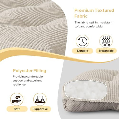 Indoor Kitchen Chair Cushions Set of 4 18"X16.5"X3" Soft Anti Slip Dining Chair Pads Tufted Kitchen Seat Cushion with Ties, Beige - color: Beige