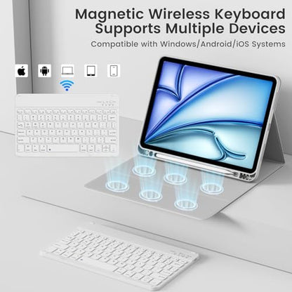 Case with Keyboard for iPad Air 11 Inch M4/M3/M2, Gray | for iPad Air 5th/4th Generation 10.9 Inch, Magnetic Detachable Bluetooth Keyboard Cover with Pencil Holder, Auto Sleep/Wake - color: Gray