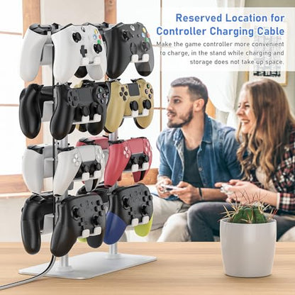 MANMUVIMO Controller Holder for 16 Xbox PS5 PS4 Gaming Controller, Video Game Controller Holder Headphone Stand for Desk, Gamer Gifts for Men, Gaming Room Accessories Maximum Organizer (White) - size: 16 Controller Holder White
