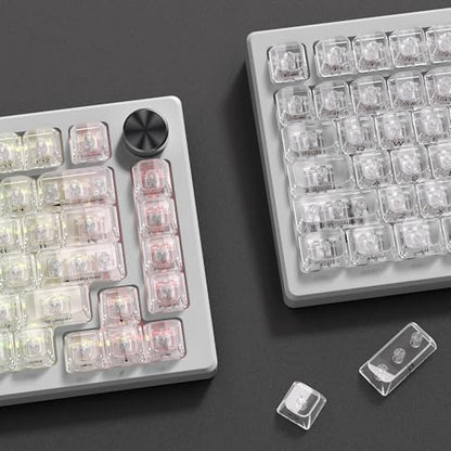 dagaladoo Clear keycaps,Transparent Keyboard keycaps,Jelly Key caps Set,Shine Through keycap，MDA Profile Keyboard caps for Mx Switches Mechanical Keyboard(White,Side Printed) - color: White (Side Printed)