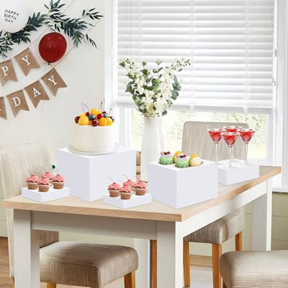 EI 4Pcs Acrylic Buffet Risers,High-end Classic Food Display Riser for Party,Dessert Table Display Set Heavy duty,Acrylic Cube Boxes Display Nesting Risers for Party,Catering,Jewelry Collectibles - size: 4 Pack