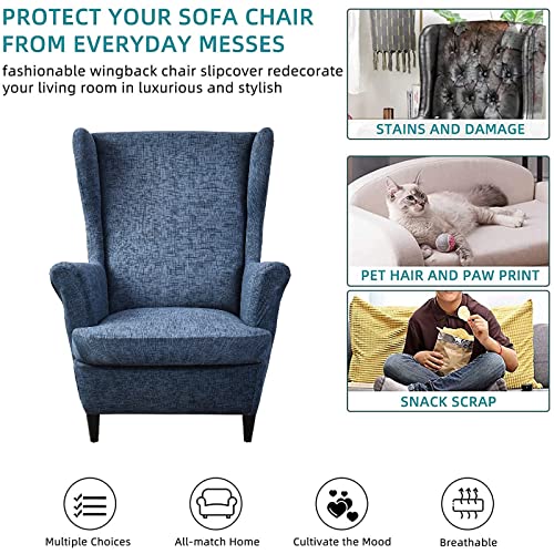 KRFOONN Wingback Chair Covers Slipcovers 2 Piece Stretch Wing Chair Covers Spandex Slipcovers Wingback Sofa Covers Armchair Covers Non-Slip Furniture Protector, 04 - color: 04