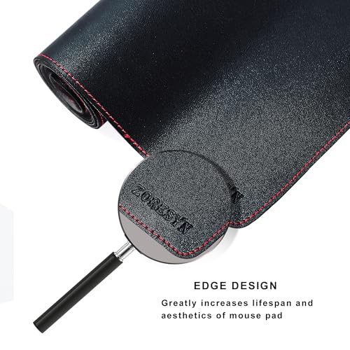 ZORESYN Leather Desk pad (47.24" x 31.50") - pu Leather Desk mat with Suede Base - Large Gaming Mouse pad Waterproof Table Mat Desktop Writing Pad Mouse Mat (Black) - color: Black, size: 47.2L x 31.5W inches