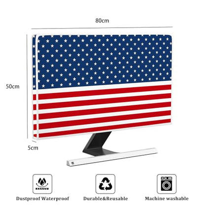 American Flag Waterproof 32 Inch Anti-Static Dust Proof LCD/LED/HD The Stars and The Stripes Veterans Day Independence Day Screen TV Cover Screen Protective Screen 32 Inch TV - color: Blue and red and white-8, size: 32 Inch