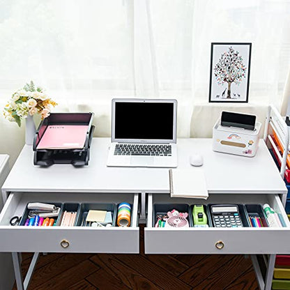 Gonice 13 PCS Drawer Organizer Tray, Interlocking Office Desk Drawer Storage, Black Plastic Organizer Bins for Office Supplies and Tools, Desk Drawer Organizer for Bathroom and Kitchen - size: 13 PCS black