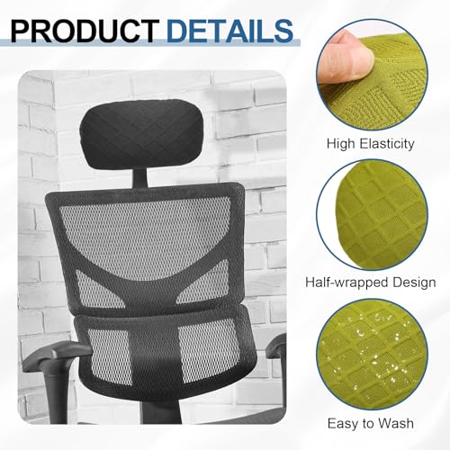uxcell Office Chair Pillow Cover, Office Chair Headrest Attachment Mesh Removable Headrest Protector for Home Desk Computer Chairs, Green - color: Green