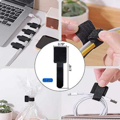 ELII 302PCS Cable Management Kit 4 Cable Sleeve,45Cable Clips,11Cable Holders,22 Roll Cable Organizer Straps and 200 Fastening Cable Ties,20 Cable Zip Tie Mounts Computer Under Desk (Black)