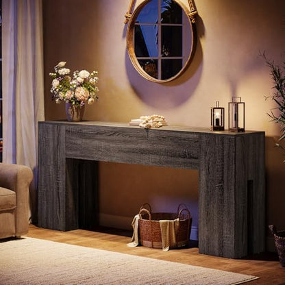 Tribesigns 71-Inch Long Console Table for Entryway, Farmhouse Sofa Console Behind Couch, Entry Table for Hallway, Foyer, Living Room, Gray - color: Grey