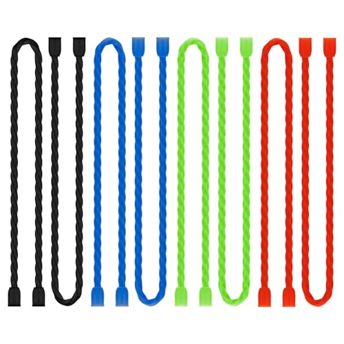 8PCS Silicone Twist Ties 12-Inch Reusable Cable Ties Steel-Core Straps Organizer All Purpose Bendable Cord Tie for Indoor Outdoor Bundling Holding Securing and Wrapping Cables (4 Colors) - size: 12-Inch (8PCS)
