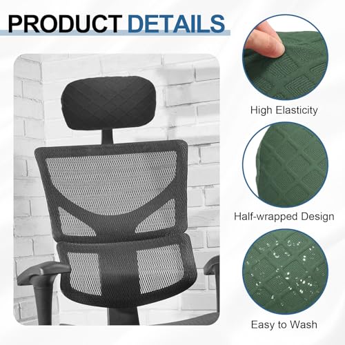 uxcell Office Chair Pillow Cover, Office Chair Headrest Attachment Mesh Removable Headrest Protector for Home Desk Computer Chairs, Bean Green - color: Bean Green