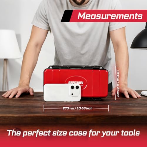 Geinxurn 3 Pieces Metal 11 Inches Steel Tool Organizer Portable Toolbox Red, Black and Yellow, Durable ABS Tool Storage with Plastic Handle and Double-Buckles - color: 3PCS