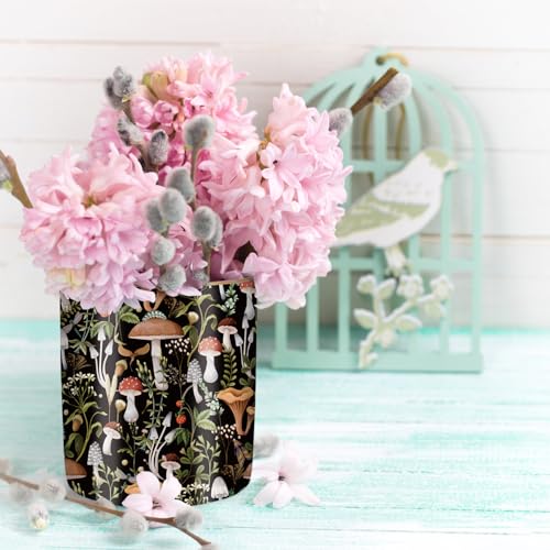 Pen Pencil Holder for Desk, Ceramic Pen Cup Cute Makeup Brush Holder, Unique Desk Multifunctional Pens Organizer for Home, Office, Mushrooms Pattern - color: Mushrooms Pattern