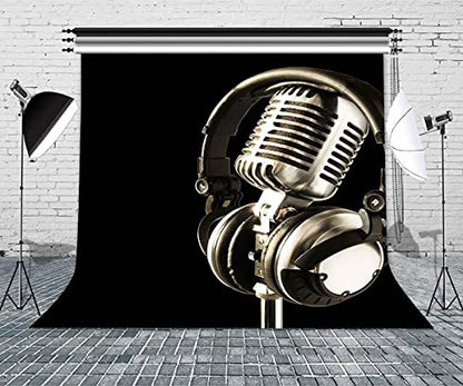 10x10ft Microphone Backdrop Headset Photography Background for Birthday Party Decor Banner Photo Booth Studio Props BJAY15 - size: 10x10FT