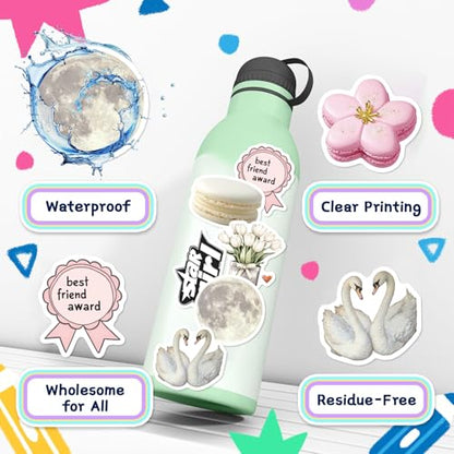 120Pcs Coquette Stickers, Cute Aesthetic Laptop Stickers, Waterproof Aesthetic Vinyl Stickers, Pink White Y2K Sticker Pack for Girls Water Bottles Laptop Computer Phone Guitar - color: Pinkish-white Stickers
