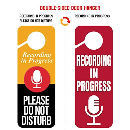 2 x Do Not Disturb Door Hanger Sign,Recording in Progress Double Sided Do Not Disturb Door Hanger Sign,Recording in Progress Microphone for Offices Clinics Home Therapists Dorm Online Class Meeting