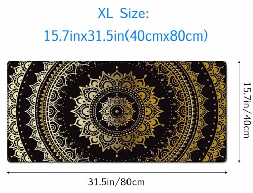 Large Extended Gaming Mouse Pad with Stitched Edges, Non-Slip Waterproof Rubber Base Mouse Pad for Office, Computer, Keyboard, Laptop and Home Desk Pad 31.5X15.7 Inch Mandala Pattern - color: Mandala Pattern, size: 31.5L x 15.7W inches