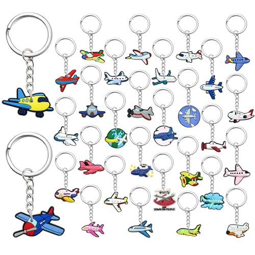 Keychains Bulk,Funny Key Chain for Prizes Incentives Holiday Gifts Birthday Party Favors - color: 30pcs Airplane Keychains