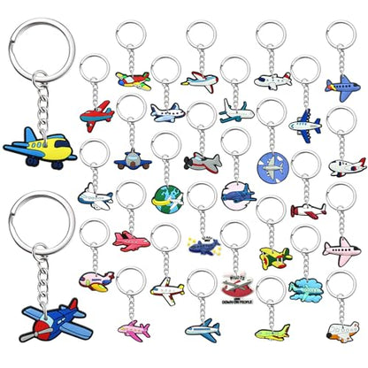 Keychains Bulk,Funny Key Chain for Prizes Incentives Holiday Gifts Birthday Party Favors - color: 30pcs Airplane Keychains