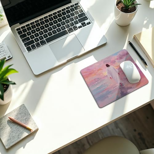 Pink Christian Jesus Walking on the Water Mouse Pad, Christian Jesus Gifts Mouse Pads Mousepad for Desk Office Computers Laptop, Religious Office Supplies Desk Accessories, 9.5x7.9 Inch - color: 03Child, size: 9.5x7.9