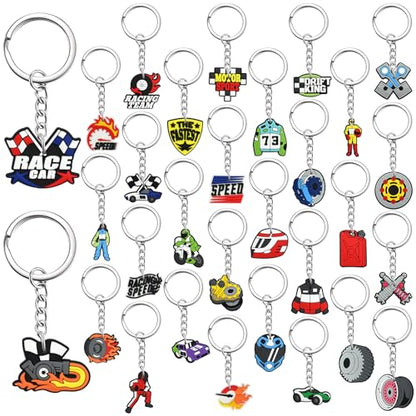 Keychains Bulk,Funny Key Chain for Prizes Incentives Holiday Gifts Birthday Party Favors - color: 30pcs Racing Car Keychains