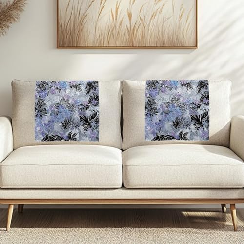 Blue Flower Leaf Print Recliner Headrest Protectors, Anti-Wear Sofa Headrest Protective Cover for Furniture Slipcovers Headrest Cover for Sofa Furniture Chair Theater Seat - color: Blue Flower Leaf