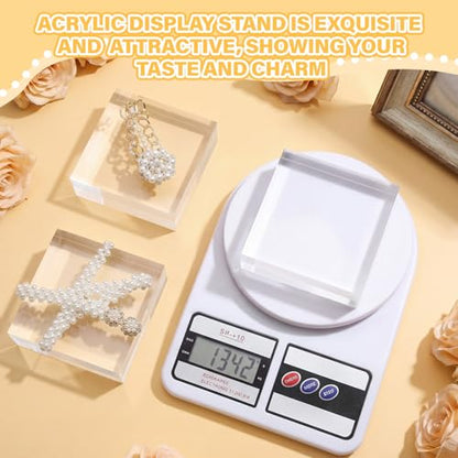 Qunclay 4 Pcs 6 x 6 x 2 Inches Acrylic Square Display Block Clear Polished Acrylic Cubes Jewelry Display Stand for Jewelry Ring Showcase Holder Base Collections - size: 6 x 6 x 2 inches