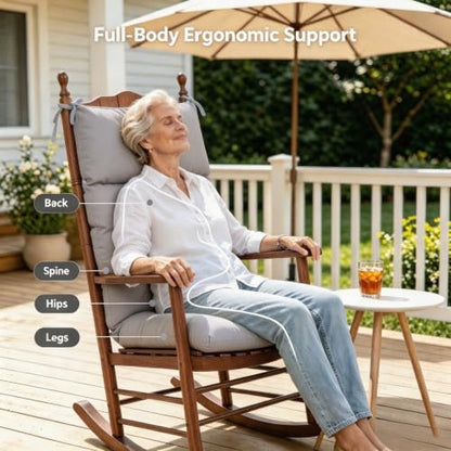 QILLOWAY Outdoor Rocking Chair Cushions Set of 2, 100% Polyester Waterproof Patio Rocking Chair Cushion, High Back Weatherproof Chair Pad for Adirondack & Outdoor Furniture, Grey - color: Grey