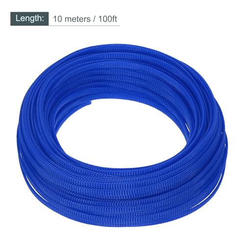 uxcell Expandable Sleeving, 1/4-inch 100ft Cable Sleeve, Blue - color: Blue, size: 1/4" x 100 Ft
