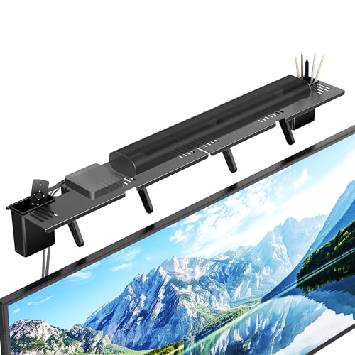 Soundbar Mount, No Drilling Steel TV Top Shelf with Storage Boxes, Sound bar Mount up to 15 lbs, Universal Sound Bar TV Mount Bracket, Soundbar Mount Above TVs Compatible with Samsung, Sony (33.8") - size: 33.8" with Storage Boxes