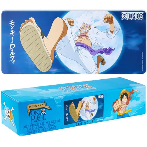 One Piece Gaming Desk Mat for Teens, Adults, 31.5 x 13.8” Non-Slip Surface, Anime Mouse Pad, Desk Decor, Gaming Mousepad, Gifts for Gamers (Blue One Piece) - color: Blue One Piece