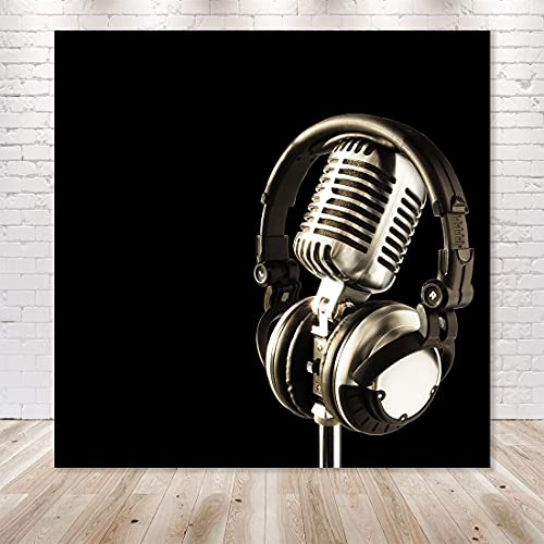 6x6ft Music Theme Backdrop Headphones Photography Background for Birthday Party Decor Banner Photo Booth Studio Props BJAY12 - size: 6x6FT