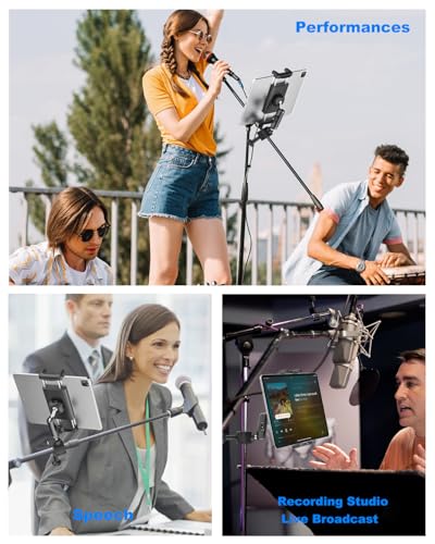 Kolasels Metal iPad Holder for Mic Stand [Ultra-Durable] Tablet Holder Mount for Microphone Stand, Mic Music Stand with Universal Tablet Clamp Mount for 4.7-13" Tablets and Cell Phones : Electronics
