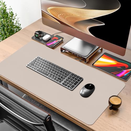 Beige Desk Mat, 31.5"×15.7" Desk Matt for Desktop, Waterproof Keyboard Pad, Computer Mats for Desktop, Large Mouse Pad, Non-Slip Computer Mat for Office Home - Cream Powder - color: Cream Powder, size: 31.5" x 15.7"