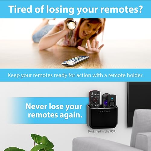 TotalMount Hole-Free Remote Holder – Eliminates Need to Drill Holes in Your Wall (for 2 or 3 Remote Controls – Black – Quantity 1) - color: Black