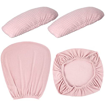 Tallew 4 Pcs Office Chair Covers Set Computer Universal Protective Stretchable Chair Seat Covers Desk Armrest Slipcovers Pads Office Cushion Backrest for Rotating (XL,Pale Pink) - color: Pale Pin