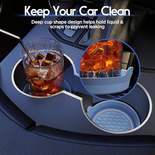 Amooca Car Cup Coaster Universal Non-Slip Cup Holders Bling Crystal Rhinestone Car Interior Accessories 4 Pack Gray Blue - color: Gray Blue, size: 4 Pack