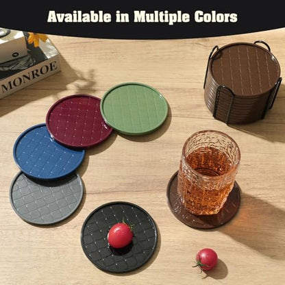 Coasters,Drink Coasters Set of 8 with Holder (Black, 12pcs) - color: Black, size: 12 pcs