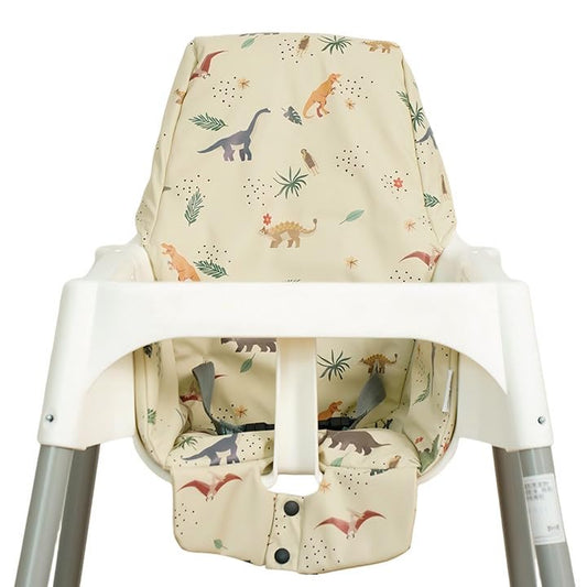 High Chair Cover for Baby High Chair Cushion Compatible with IKEA Antilop Soft and Comfortable HighChair Seat Cover Replacement Waterproof and Easy to Clean, Dinosaur - color: Sandy